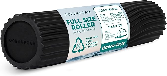 Oceanfoam Tidal Roller - Black - Muscle Massage Foam Roller for Back Pain & Stretching - Firm and