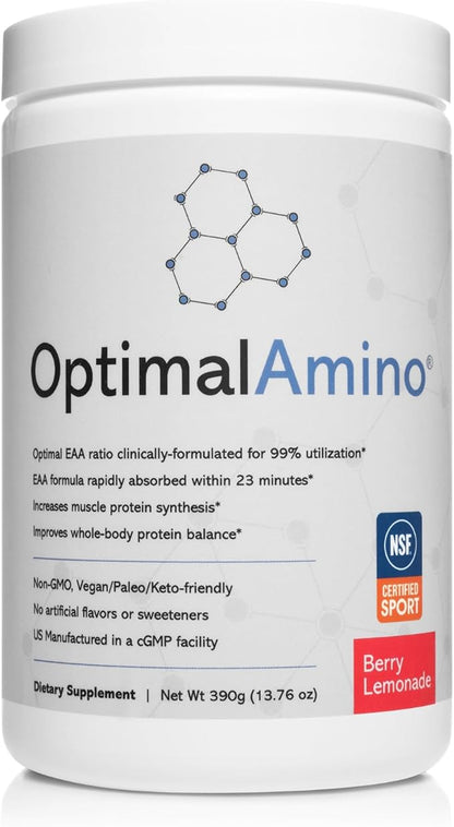 OptimalAmino® Best Pre/Post Workout Recovery Drink, 99% Utilization Essential Amino Acid