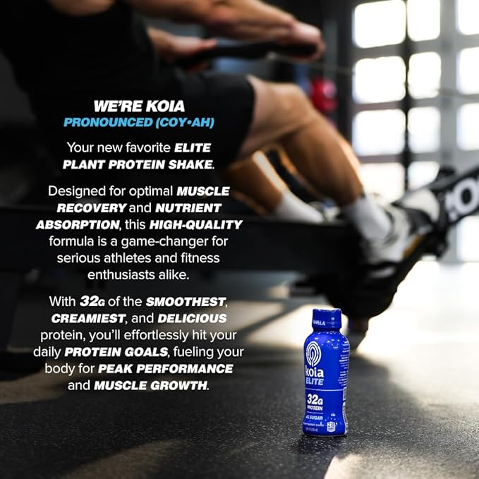 Koia Elite Plant Based Protein Shake, Vanilla, 32g Protein, 4g Sugar, 6g Prebiotic Fiber, Pre &