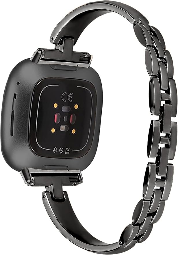 Silm Metal Band Compatible with Fitbit Versa 4/Fitbit Sense 2 Band Cute Women, Bling Jewelry Strap