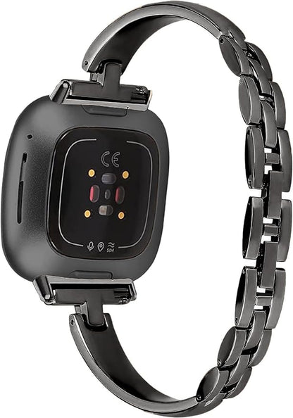 Silm Metal Band Compatible with Fitbit Versa 4/Fitbit Sense 2 Band Cute Women, Bling Jewelry Strap