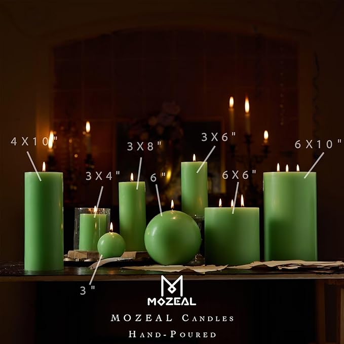 MOZEAL 3" x 8" Hand-Poured Unscented Large Candle,Smokeless Rustic Pillar Candle Set of 2,Slow