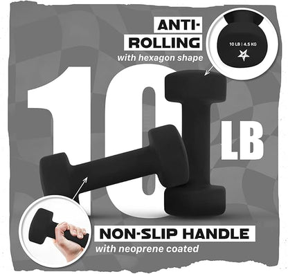 Yes4All Neoprene Coated Dumbbell Hand Weight Sets of 2 - Multiple Weight Options with 15 Colors