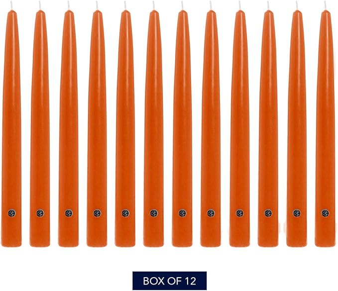 Colonial Candle Unscented Taper Candle, Handipt Collection, Pumpkin, 12 in, Pack of 12 - Up to 10