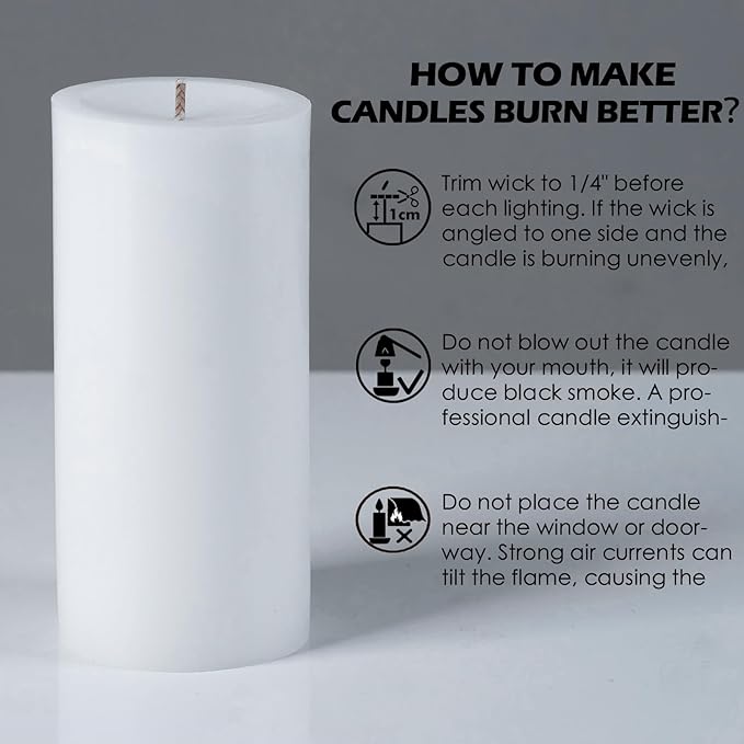 Pillar Candles White, Unscented Pillar Candles Bulk, 2.8x6 inch | 75 Hours Burning | Set of 6