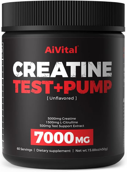 AiVital™ Creatine Powder for Men–5000mg Creatine Monohydrate with 1500mg L-Citrulline & 500mg