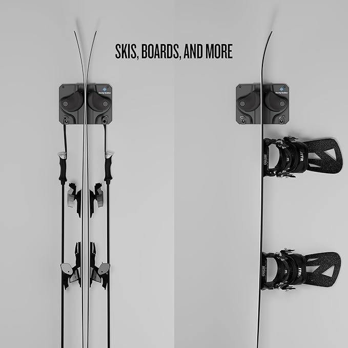 Ultimate Ski & Snowboard Wall Storage Rack - Fits any Ski or Snowboard - Save Your Rocker, Tips and