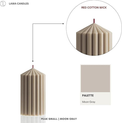 LAWA Ribbed Peak Pillar Candle - Large Beautiful Handmade Pillar Scented Soy Wax Candle Elegant