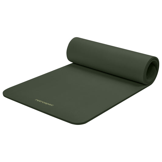 Retrospec Solana Yoga Mat 1/2" Thick w/Nylon Strap for Men & Women - Non Slip Excercise Mat for