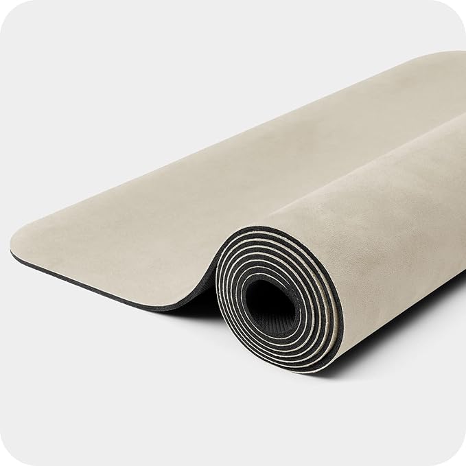 4mm Cushioned Exercise Mat for Yoga & Pilates - Anti Slip, Polyurethane with Suede Top & Carrying