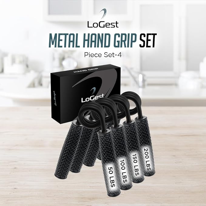 Logest Metal Hand Grip Set, 100LB-200LB 3 Pack 50LB-200LB 4 Pack No Slip Heavy-Duty Grip