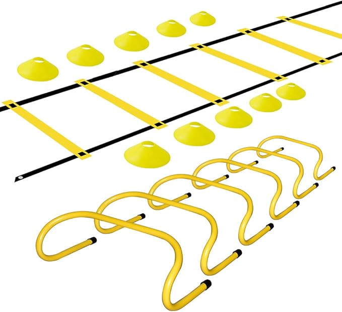TNZMART Agility Ladder and Disc Cones Training Set Adjustable Rungs Training Ladder with 10 Plastic
