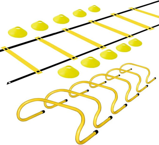 TNZMART Agility Ladder and Disc Cones Training Set Adjustable Rungs Training Ladder with 10 Plastic