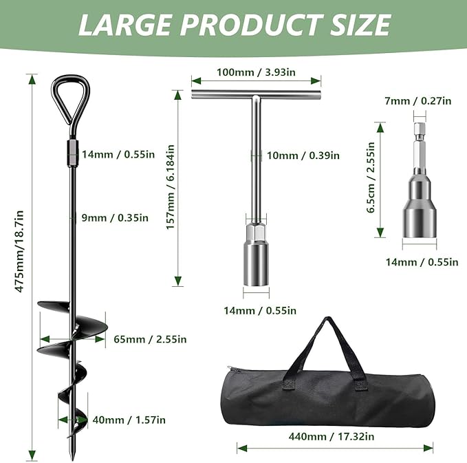 Phopich 18''/30" Long Ground Anchor, Heavy Duty Earth Anchors Ground Anchors Screw in Kit with