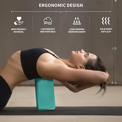 Yoga Blocks 2 Pack, 9x6x3in Pilates Block, Non-Slip Foam Brick for Exercise