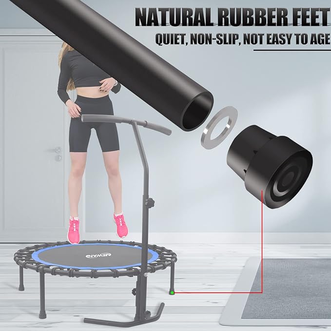 Newan 40"-48" Silent Mini Trampoline Fitness Trampoline Bungee Rebounder Jumping Cardio Trainer