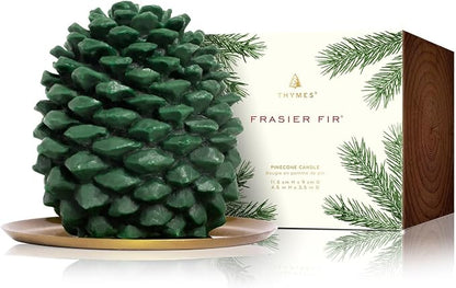 Thymes Frasier Fir Scented Candles for Home Decor - Green Pillar Candles for Women & Men - Place on