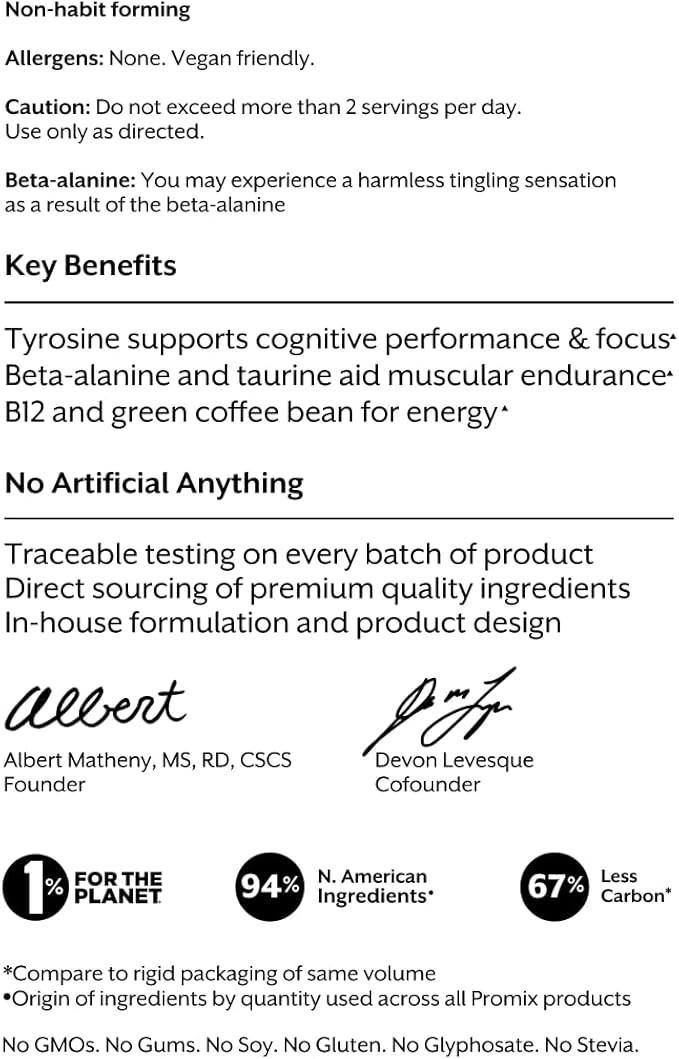 ProMix Nutrition Pre-Workout - Maximize Focus and Performance - Free of Stevia, Xanthan Gum, Soy
