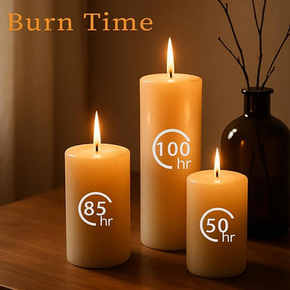 White Pillar Candles Set, 12 Packs, 2.8 in x 4, 6, 8 Inch Assorted Size Unscented Pillar Candles
