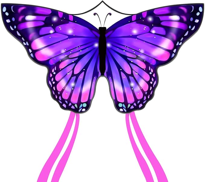 Large Butterfly Kite for Adults and Kids Ages 4-8 & 8-12 Easy to Fly, 55''X28'' Single Line Kite