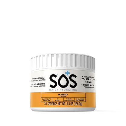 SOS Hydration Electrolyte Drink Mix (31 Servings) – Low Sugar, 15 Calorie, Keto-Friendly & Rapid