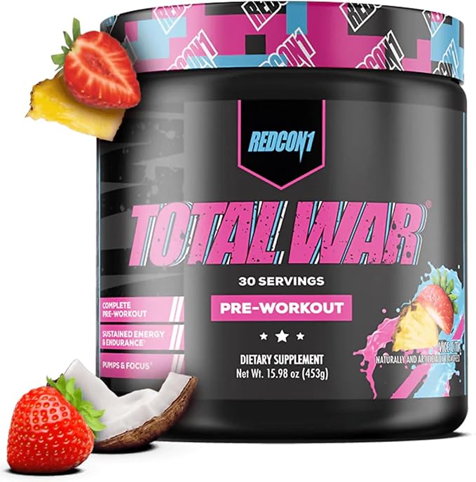 REDCON1 Total War Pre Workout, Vice City - L Citrulline, Malic Acid, Green Tea Leaf Extract for