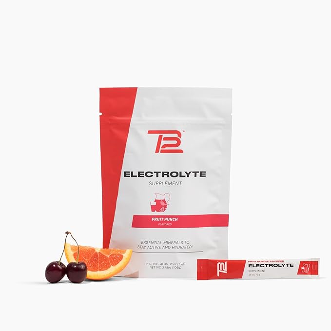 TB12 Electrolytes Powder Packets Fruit Punch ??Mineral-Rich Electrolyte Powder for Fast Hydration