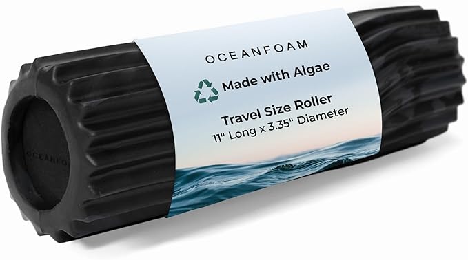 Oceanfoam Ripple Travel Foam Roller (11" x 3.35") Firm Mini Foam Roller for Physical Therapy, Deep