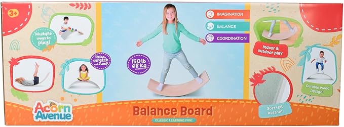 Non Slip Balance Board, 35 Inch Non Slip Felt Rocker Board Durable Wood, Kids Toddler Open Ended