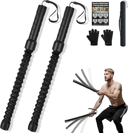 Ropeless Battle Ropes for HIIT Workouts, Cardio & Muscle Training, Low-Impact Cardio Training