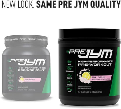 JYM Supplement Science Pre JYM Pink Lemonade Pre Workout Powder for Men & Women, BCAAs, Nootropics