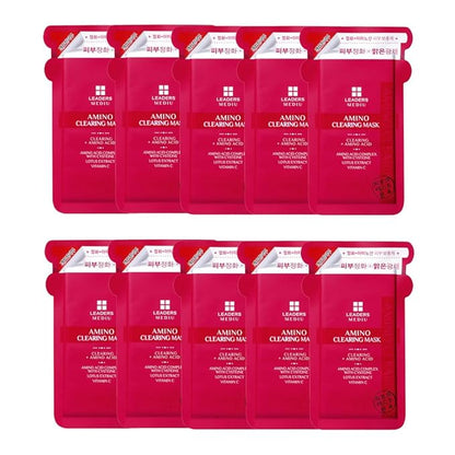 Leaders Mediu Amino Brightening & Clearing Facial Sheet Mask | Vitamin C, Lotus Extract for Acne