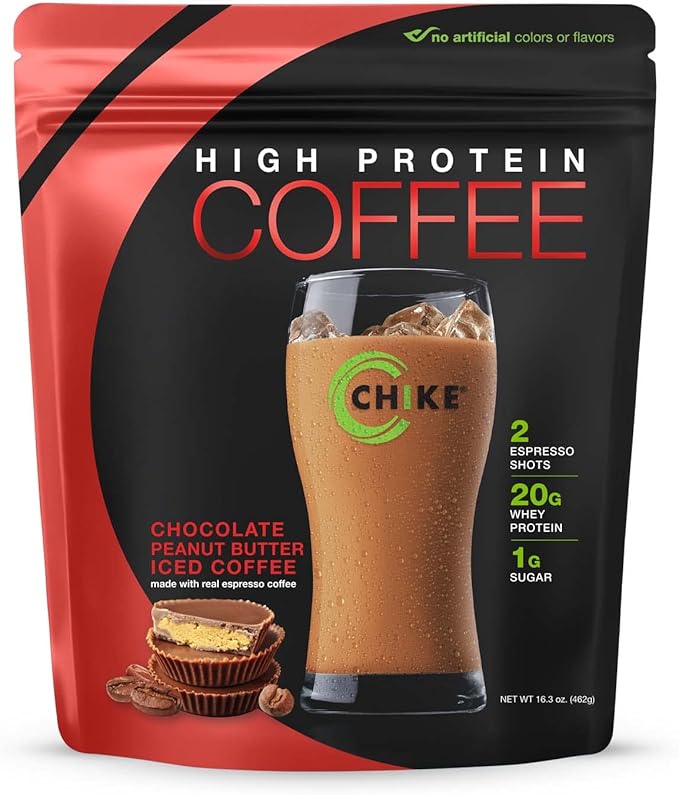 Chike Chocolate Peanut Butter High Protein Iced Coffee, 20 G Protein, 2 Shots Espresso, 1 G Sugar