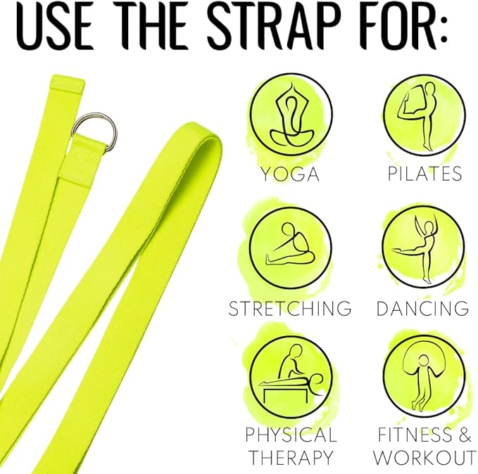 TECEUM Yoga Strap & Mat Strap – 2 IN 1 – Cotton – 6 ft 8 ft 10 ft (30+ colors) – Adjustable