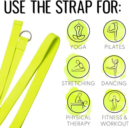 TECEUM Yoga Strap & Mat Strap – 2 IN 1 – Cotton – 6 ft 8 ft 10 ft (30+ colors) – Adjustable