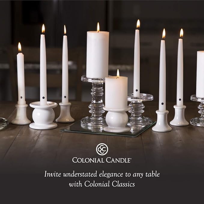 Colonial Candle Unscented Taper Candle, Handipt Collection, Coastal Blue, 12 in, Pack of 12 - Up to