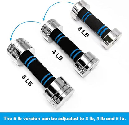 Northdeer Steel Dumbbells Ultracompact & Adjustable Chrome Dumbbell with Foam Handles 5lb 10lb 15lb
