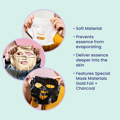 FACETORY K Beauty Face Mask Skin Care - BEST OF 7 COLLECTION Sheet Mask Set (14 pc) | Natural