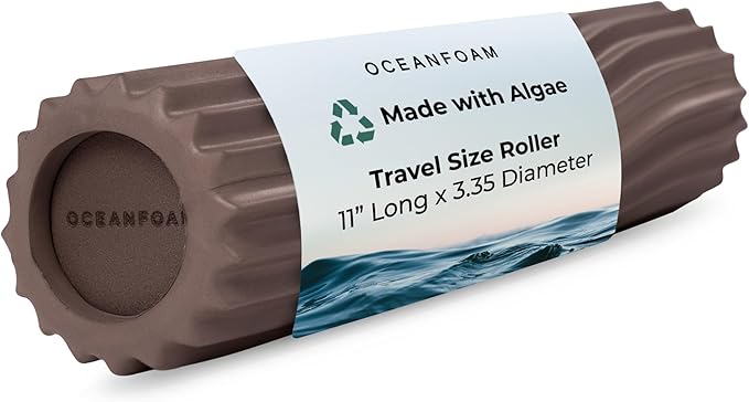 Oceanfoam Ripple Travel Foam Roller (11" x 3.35") Firm Mini Foam Roller for Physical Therapy, Deep