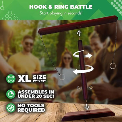 Swooc Games® - Battle Hooks XL Hook and Ring Game with Ladder - 20 Second Set Up - Hook and Ring