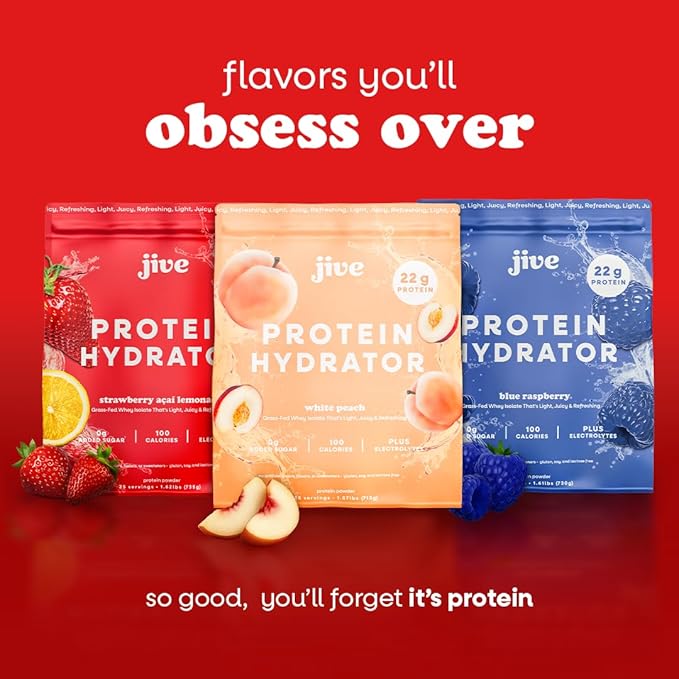 Jive Clear Protein Powder - 22g Grass-Fed Whey Isolate, 25 Servings - Strawberry Acai Lemonade