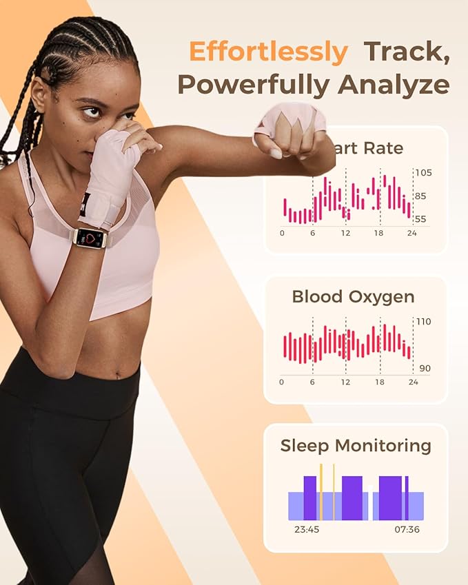 Fitness Tracker Watch for Women Men, Step Counter Work For iPhone and Android, IP68 Waterproof