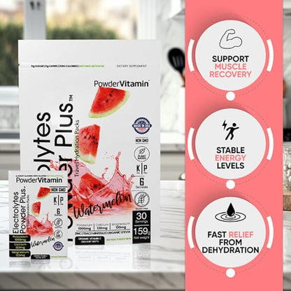 Electrolytes Powder Plus, Keto, Watermelon, Sugar Free, 1000mg Potassium, 120mg Calcium, 120mg