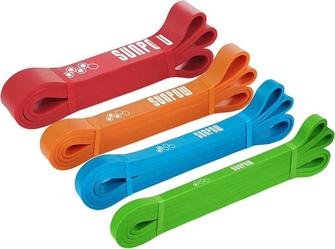 SUNPOW Pull Up Assistance Bands - Set of 5 Resistance Heavy Duty Workout Exercise Stretch Fitness
