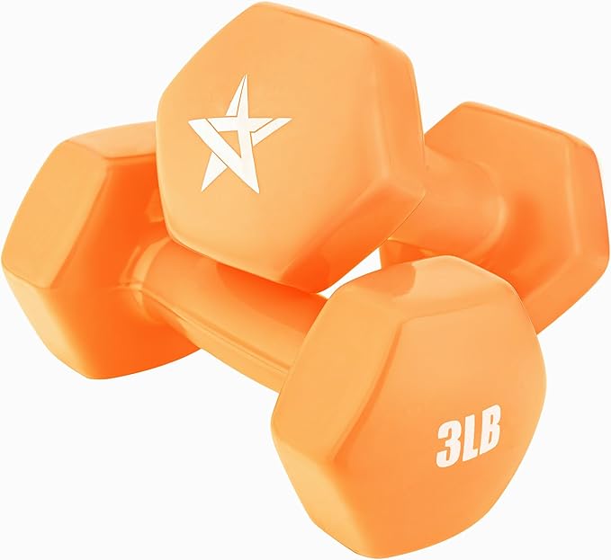 Yes4All Vinyl Hexagon Dumbbell - Dumbbells Set of 2 Hand Weights for Home Gym & Strength Training