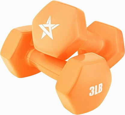 Yes4All Vinyl Hexagon Dumbbell - Dumbbells Set of 2 Hand Weights for Home Gym & Strength Training