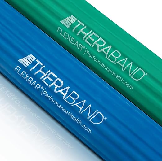 THERABAND FlexBar, 2 Pack, Green, Blue, Therapy Twist Bar, Hand & Wrist Strength, Tennis & Golfer's