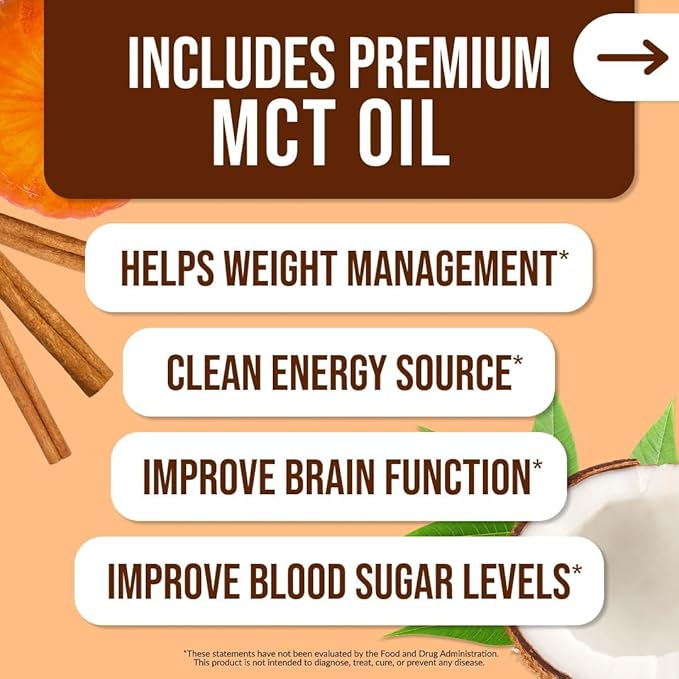 Naked Shake - Pumpkin Spice Protein Shake - Flavored Plant Based Protein with MCT Oil