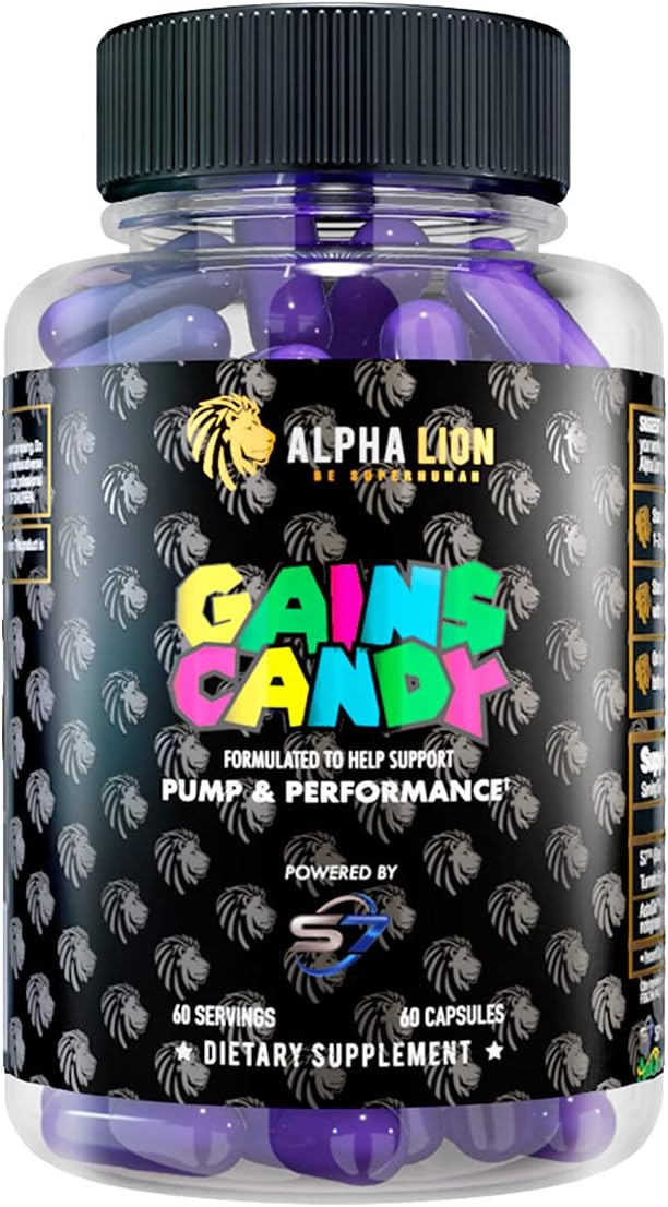ALPHA LION Gains Candy, Supplement Pills for Muscle Pump & Blood Flow, Nitric Oxide Booster
