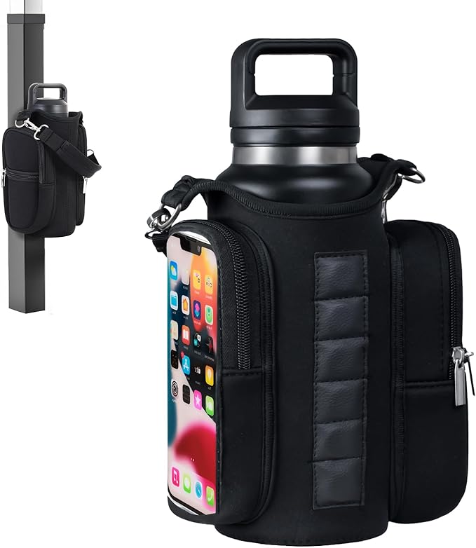 Magnetic Gym Bag for Men & Women - Water Bottle Holder, Crossbody Strap, Touchscreen Pocket &